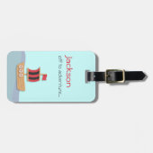 Piratenboot met rode en zwarte zeilen bagagelabel (Voorkant horizontaal)