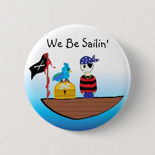 Piratenboot Met Schat Ronde Button 5,7 Cm (Voorkant)