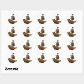 Piratenboot met schedel vlag ronde sticker (Vel)