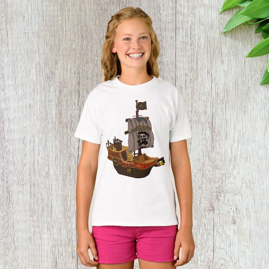 Piratenboot met schedel vlag t-shirt