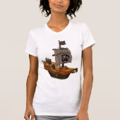 Piratenboot met schedelvlag t-shirt (Voorkant)