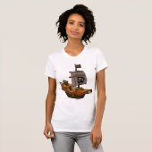 Piratenboot met schedelvlag t-shirt (Voorkant volledig)