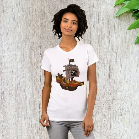Piratenboot met schedelvlag t-shirt