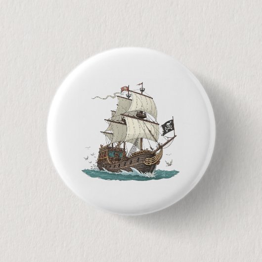 Piratenboot Ronde Button 3,2 Cm (Voorkant)