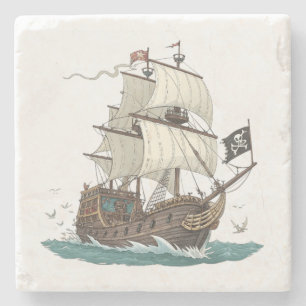 Piratenboot Stenen Onderzetter