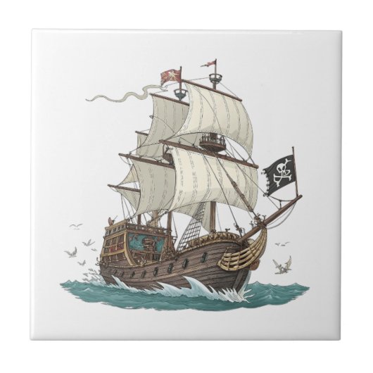 Piratenboot Tegeltje (Voorkant)