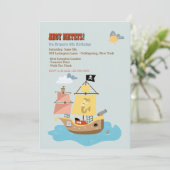Piratenboot Uitnodiging (Staand voorkant)
