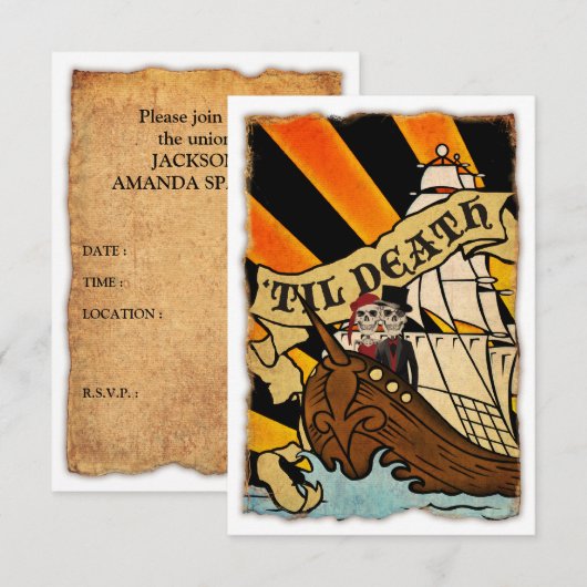 piratenboot uitnodigingen (Voorkant / Achterkant)