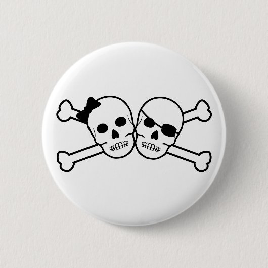 piratenbride en bruom ronde button 5,7 cm (Voorkant)