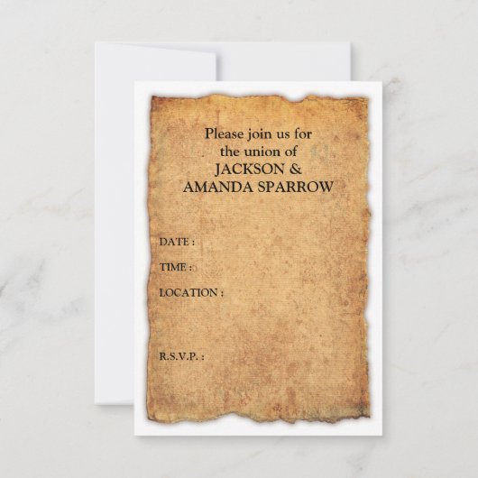 piratenbruiloft kaart (Achterkant)