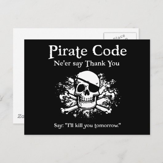 Piratencode: Dank u Briefkaart (Voorkant / Achterkant)