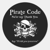 Piratencode: Dank u Ronde Sticker (Voorkant)