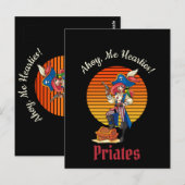 Piratende Captain Dame  Briefkaart (Voorkant / Achterkant)
