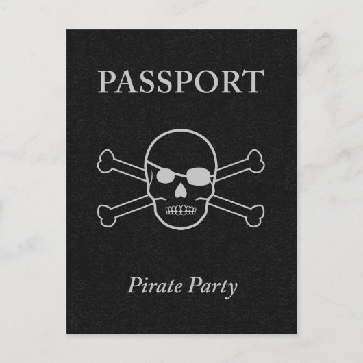 piratenfeestpaspoort uitnodiging briefkaart (Voorkant)
