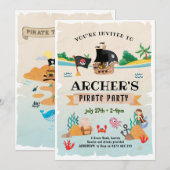 Piratenfeestuitnodiging, Piratenverjaardag Kaart (Voorkant / Achterkant)