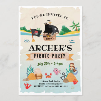 Piratenfeestuitnodiging, Piratenverjaardag Kaart