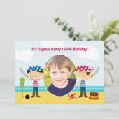 Piratenfoto verjaardagsuitnodiging kaart (Staand voorkant)