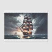 Piratengaljoen vaart over stormachtige golven en z tissuepapier (Voorkant)