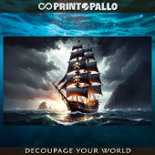 Piratengaljoen vaart over stormachtige golven en z tissuepapier