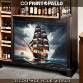 Piratengaljoen vaart over stormachtige golven en z tissuepapier