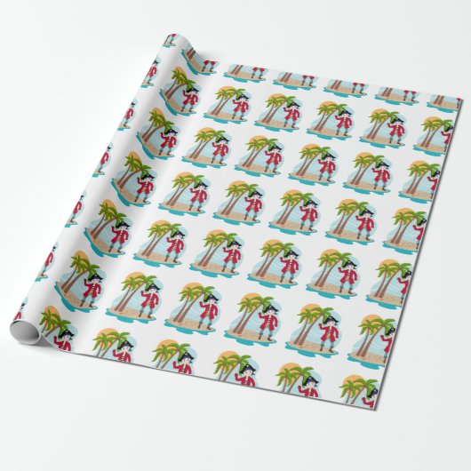 Piratenjongen en schat-eiland cadeaupapier (Uitgerold)