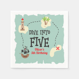 Piratenkaart Duik in Vijf 5e Verjaardag Servet
