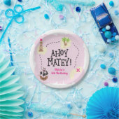 Piratenkaart Roze Verjaardag Papieren Bordje (Feest)