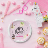 Piratenkaart Roze Verjaardag Papieren Bordje (Feest)