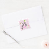 Piratenkaart Twee het Zee Roze Verjaardag Vierkante Sticker (Envelop)