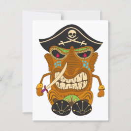 Piratenkapitein, houten Tiki standbeeld, grappig Briefkaart