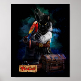 Piratenkat en papegaai poster