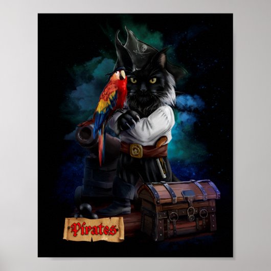 Piratenkat en papegaai poster (Voorkant)