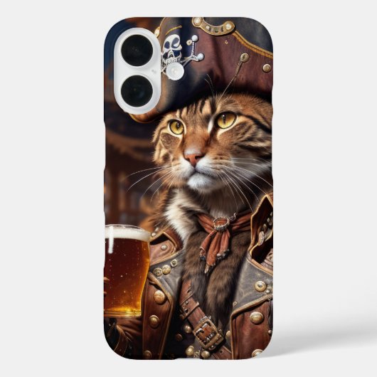 Piratenkat met bier Case-Mate iPhone case (Achterkant)