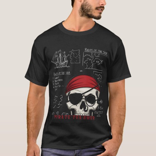 Piratenleraar Funny Skull & Wiskunde Rules T-shirt (Voorkant)