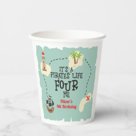 Piratenleven VIER mij 4e Verjaardag Papieren Bekers
