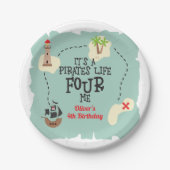 Piratenleven VIER mij 4e Verjaardag Papieren Bordje (Voorkant)