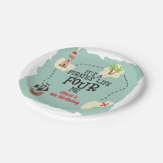 Piratenleven VIER mij 4e Verjaardag Papieren Bordje (Gekanteld)