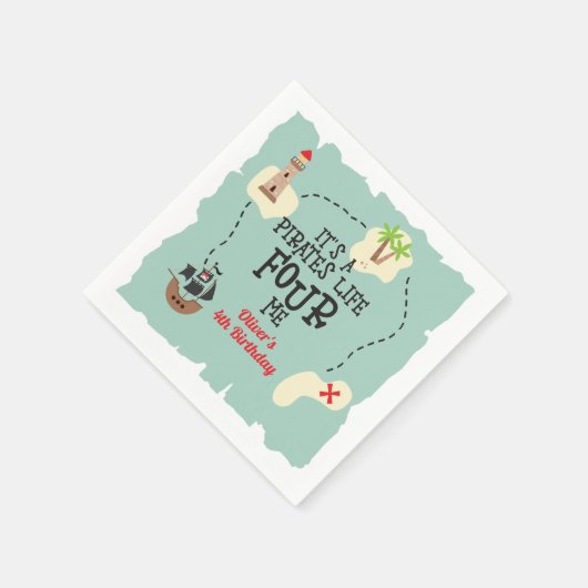 Piratenleven VIER mij 4e Verjaardag Servet (Hoek)