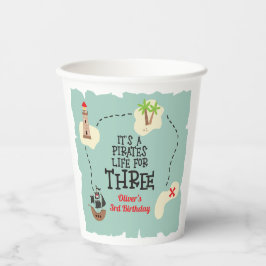 Piratenleven voor de 3e verjaardag papieren bekers