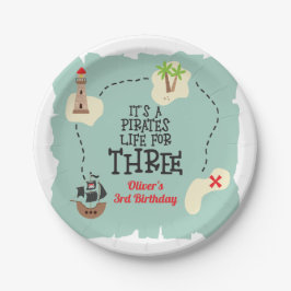 Piratenleven voor de 3e verjaardag papieren bordje