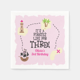 Piratenleven voor DRIE ME Roze Verjaardag Servet