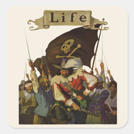  Piratenleven Wyeth Illustratie Vierkante Sticker (Voorkant)