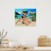 PIRATENMEISJES VECHTEN POSTER (Keuken)