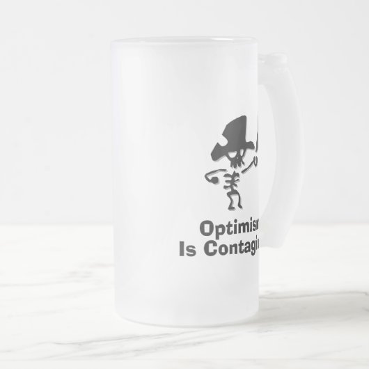 Piratenoptimisme is besmettelijk matglas bierpul (Voorkant rechts)