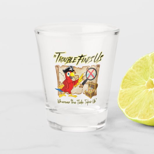 piratenpapegaai-quote shot glas (Voorkant)