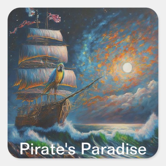 piratenparadijs vierkante sticker (Voorkant)