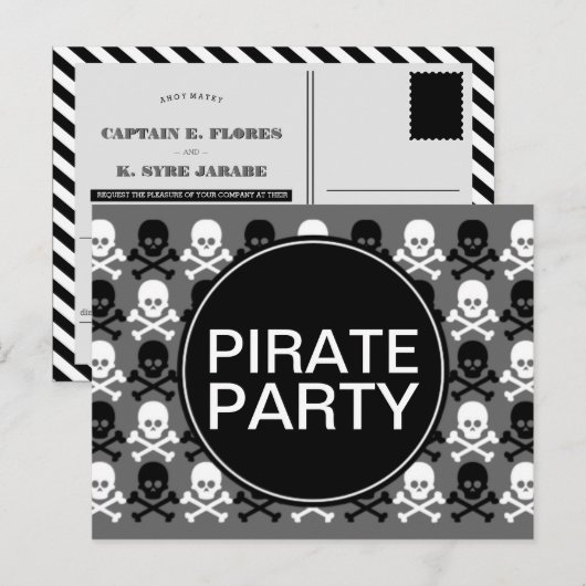 piratenpartij centrumpartij uitnodiging briefkaart (Voorkant / Achterkant)