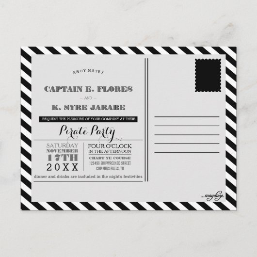 piratenpartij centrumpartij uitnodiging briefkaart (Achterkant)