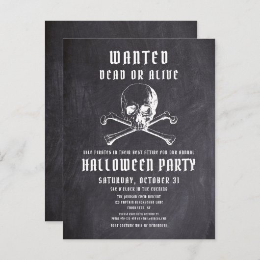 piratenpartij in Botten en schedel Uitnodiging Briefkaart (Voorkant / Achterkant)