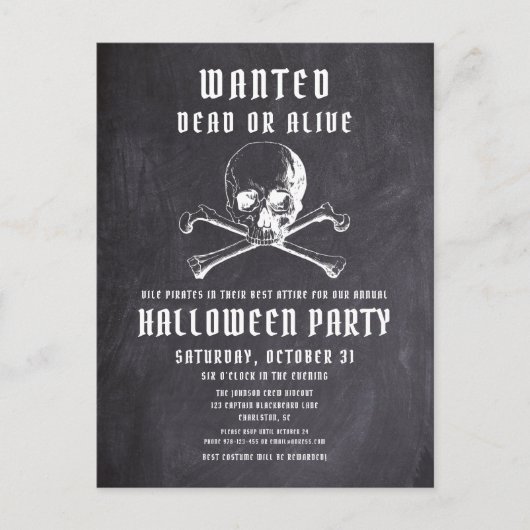 piratenpartij in Botten en schedel Uitnodiging Briefkaart (Voorkant)